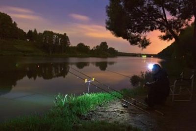 рыбалка ночью на поплавочную удочку с светлячком